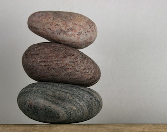 Banded Beach Stones - Zen Garden - Pebble Paperweight - Desktop Accessory - Relaxation Gift