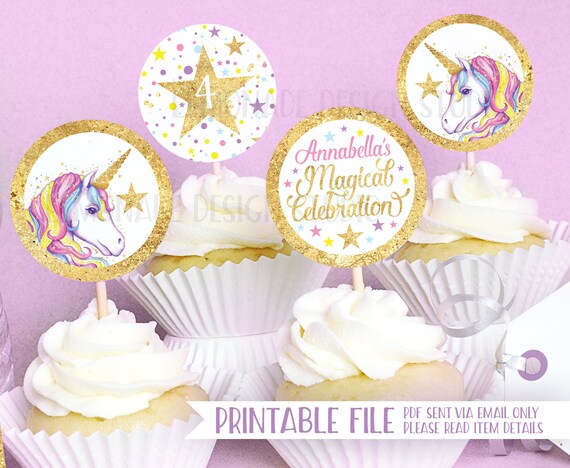 unicorn party printable cupcake toppers unicorn party