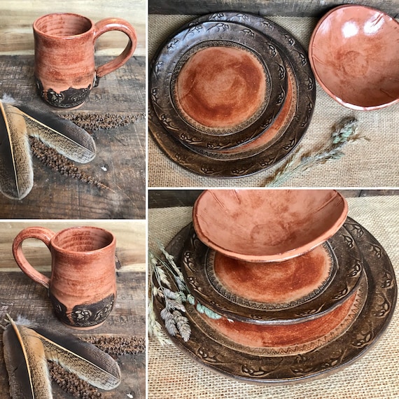 Wild Buffalo Dinnerware Set Including Mug Native American Wild Buffalo Dinnerware Set Including Mug Native American
