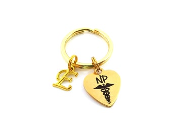 Nurse Practitioner Key Chain - NP Charm - NP Bangle - Personalized Key chain - Initial Key Chain - Custom Key Chain - Personalized Gift