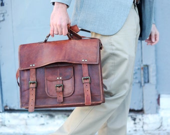 Custom Men's Leather Messenger Bag
