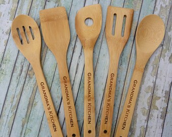 Engraved Bamboo Spoon - Personalized Spoon - Custom Mixing Spoon - Gift For Grandma - Wooden Utensils - Kitchen Gadget - Wood Spoon Gift
