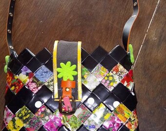 handbag recycled upcycled floral paper