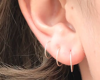 Silver Tiny Hoop Earrings, Hoop Earrings, Tiny Hoop Set, 925 Sterling Silver, Cartilage Earrings, Small Hoop Earrings