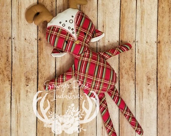 Christmas Plaid Stuffed Reindeer