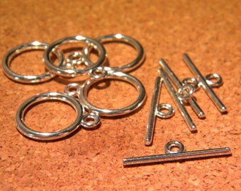 50 silver - 15 mm x 2 mm AC27 metal toggle clasp set