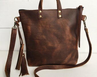 Brown leather crossbody bag, brown leather purse, crossbody purse, leather shoulder bag, everyday bag, leather bag