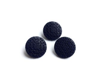 3 Indigo Blue Plastic Buttons, 18mm
