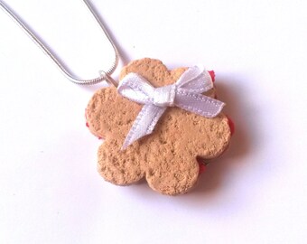 Food Necklace Biscuit Necklace ( cake necklace miniature food miniature biscuit food pendant polymer clay jewelry mini food jewelry )