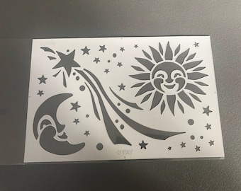 Adhesive wall stencil Moon Sun Star 20X30cm