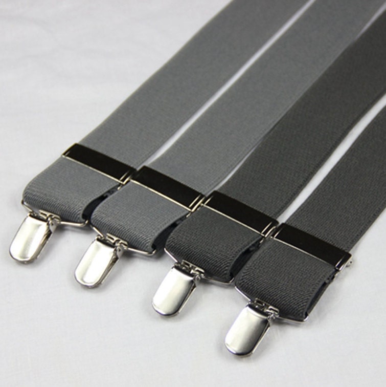 Men grey/dark gray Suspenders.3.5cm/1.38'' width