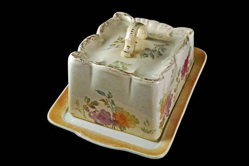 Antique Cheese Dish with Lid, F A Mehlem, Bonn, Germany, Cheese Keeper
