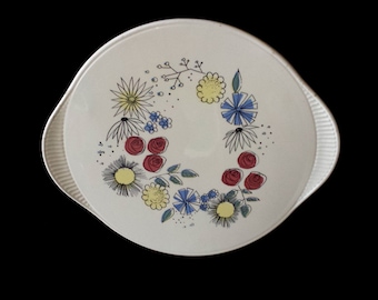 Edelkeramik Grünstadt 2980: sixties cake plate, happy design, Germany