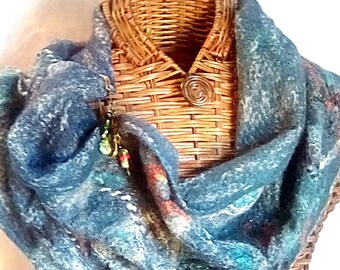 Coy Pond Nuno Felted Merino and Silk Cowl