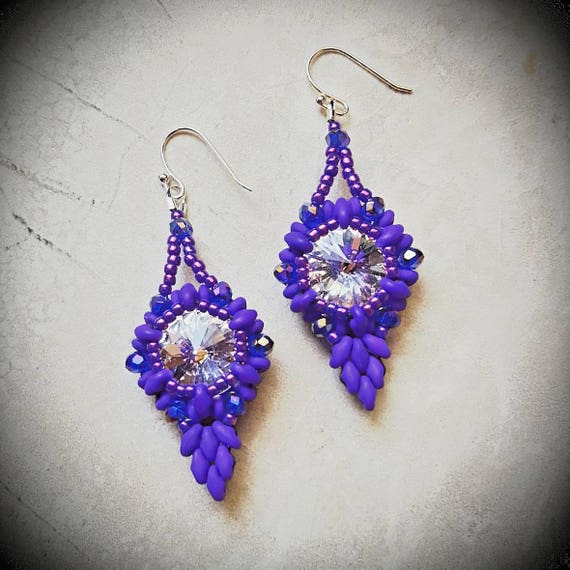 Swarovski crystal earrings purple dangle