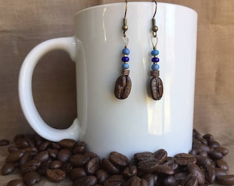 Jeans Genie...Authentic Fair Trade Coffee Bean Earrings .. FREE SHIPPING