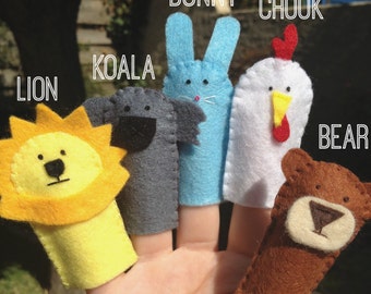 Set of 5 felt handmade finger puppets