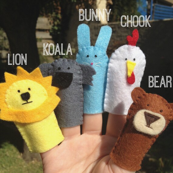 Set of 5 felt handmade finger puppets