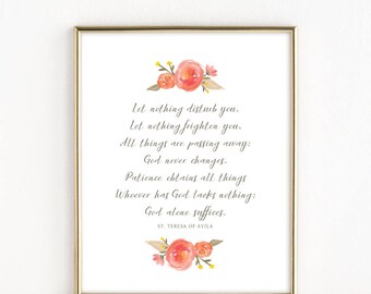 Prayer of St. Teresa of Avila | Catholic Saint Art | 8x10 Print