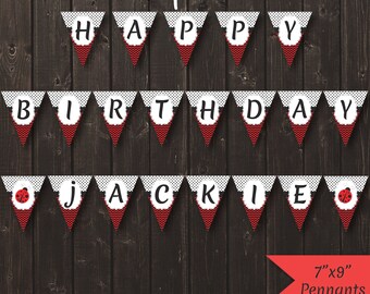 Ladybug Birthday Banner | Personalized Ladybug Banner | Digital Ladybug Banner | Digital Banner | Happy Birthday Banner | Red Black Banner