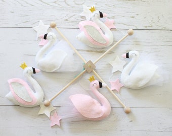 Baby Mobile Swan Baby Mobile Swan Mobile Bird Mobile Baby Girl Mobile Animal Mobile Star Mobile
