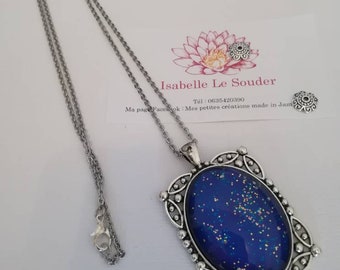 Hand painted glass cabochon necklace