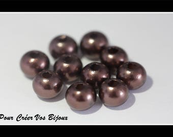 Set of 50 beads round brown / chocolate in 6mm acrylic