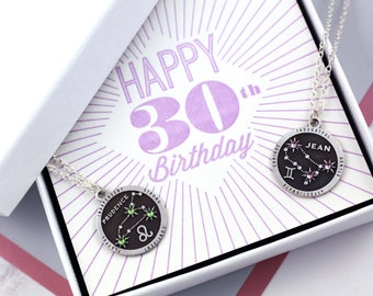 Her 30th Birthday | Constellations | Thirty | Sterling Silver | 30th Birthday Gifts | Dirty Thirtys | Zodiac Jewelry Gifts |