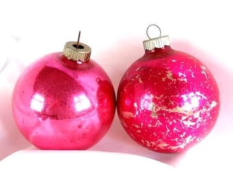 Vintage Hot Pink Shiny Brite Christmas Ornaments