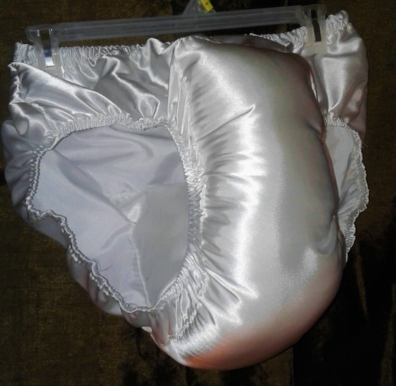 ABDL Adult Baby Sissy Satin THICK WADDLE Diaper Panties