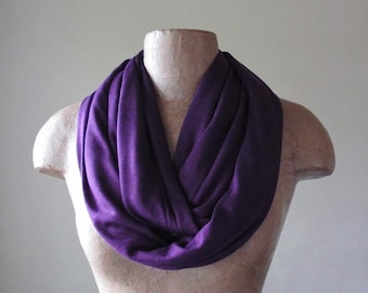 EGGPLANT Infinity Scarf, Purple Scarf, Purple Circle Scarf, Lightweight Heliotrope Jersey Scarf, Loop Scarf, Eternity Scarf