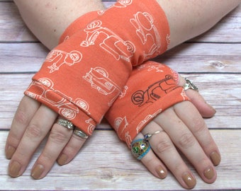 Womens Fingerless Gloves - Organic arm warmers- Short Gloves- Fingerless mitts-Texting Gloves - Driving Gloves-Best Seller - vintage mopeds