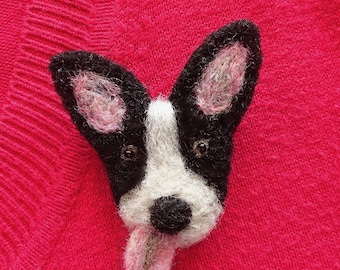 Cute little dog brooch - needle felted animal pin badge - unique birthday gifts for her - made in Britain