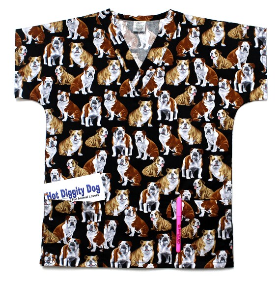 Bulldog Dog Scrub Top Women's Scrub/Children's