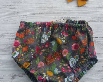 Baby girl bloomers, fall floral bloomers, diaper cover, with or without ruffles