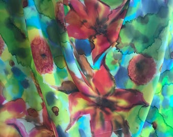 Green silk Habotai scarf