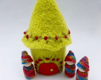 Gnome cottage Felted Wool Gnome Home peg dolls ready to ship