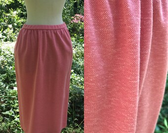 Bleyle Pencil Skirt // Vintage Pencil Skirt // Coral Pencil Skirt // Small Skirt // Skirt with Pockets // Flax-Linen Skirt