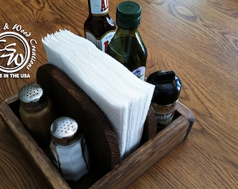 Rustic Napkin Holder/Salt and Pepper/Stake Seasoning, Farm House Kitchen, Wood Napkin Holder, Reclaimed Pallet Wood