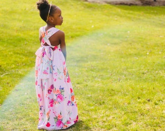 Girls Maxi Dress, Girls Summer Dress, Girls Pink Maxi Dress
