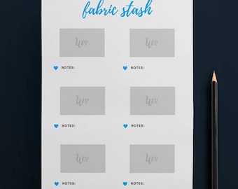 Printable Fabric Stash Organiser in TURQUOISE (6 to Page) // Fabric Planner //Printable Planner // A4 Size //Paper // Instant Download