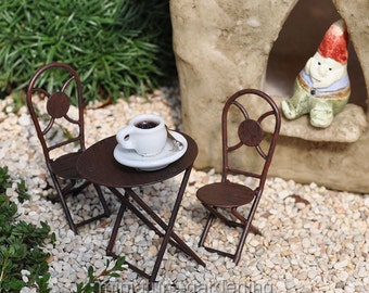 Tiny Bistro Set for Miniature Garden, Fairy Garden