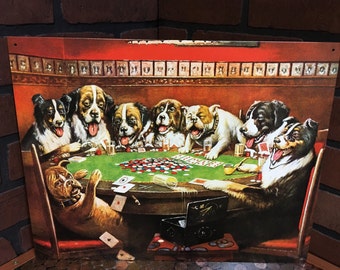 Drunk Dogs Playing Poker tin sign