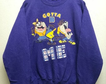 Rare !!! Vintage Looney Tunes Cartoon Purple Sweatshirt