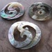Focal mix, 3 black lip shell and golden lip shell (natural), 49-51mm carved double spiral.-JD149