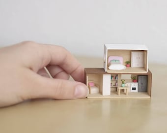 Modern Dollhouse, miniature house, mini dolls house, Dollhouse Miniatures