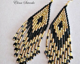 Bead Earrings Native American Style Beadwork Seed Bead Earrings