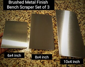 Stainless Steel Brushed Metal Finish Bench Scraper Set of Three Plain