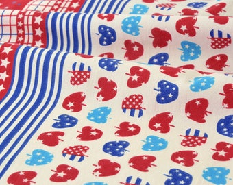 Japanese LECIEN fabric very soft-Apple Red Blue Star x 50cm