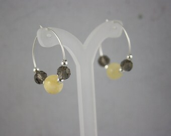 earrings, jade earrings, yellow jade earrings, hoop earrings, yellow jade, crystal earrings,